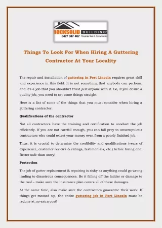things to look for when hiring a guttering