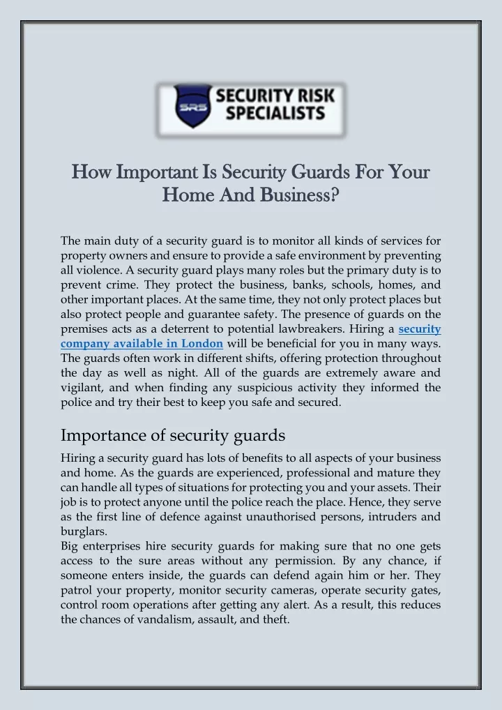 how important is security guards for your