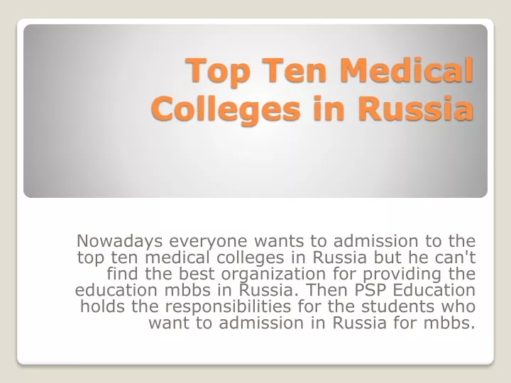 top ten medical colleges in russia