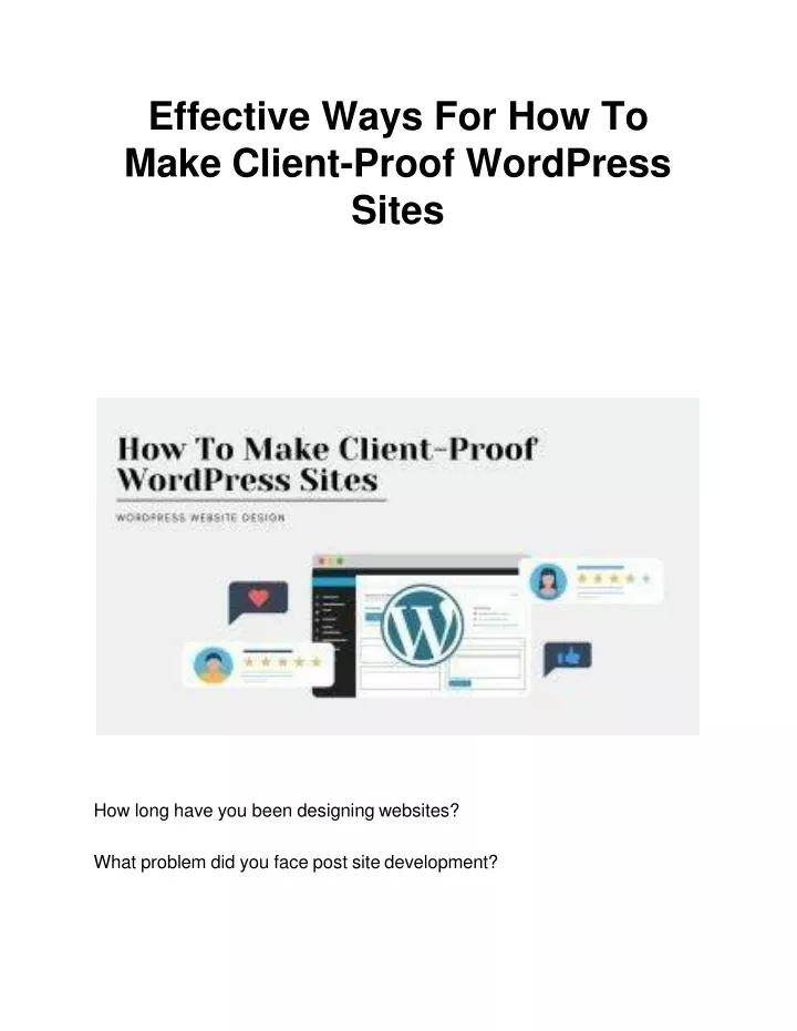 effective ways for how to make client proof wordpress sites