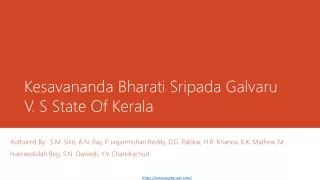 Kesavananda Bharati Sripada Galvaru V. S State Of Kerala