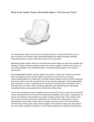 list of reasons why switching to chemical-free sanitary pads is a smart health choice in the coming times