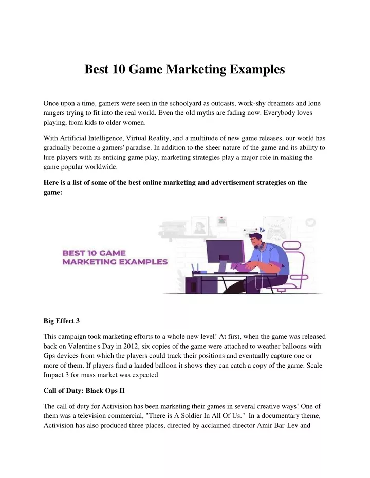 best 10 game marketing examples