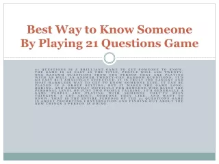 best way to know someone by playing 21 questions game