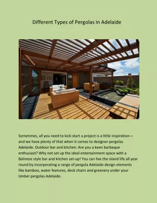 different types of pergolas in adelaide