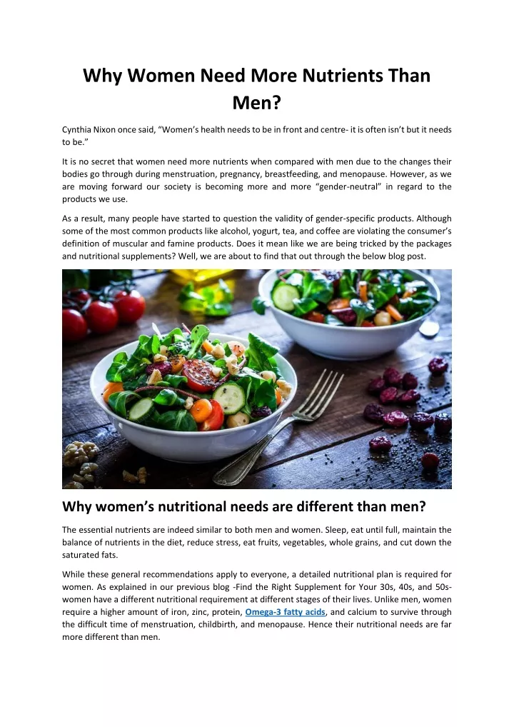 why women need more nutrients than men