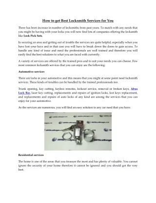 how to get best locksmith services for you
