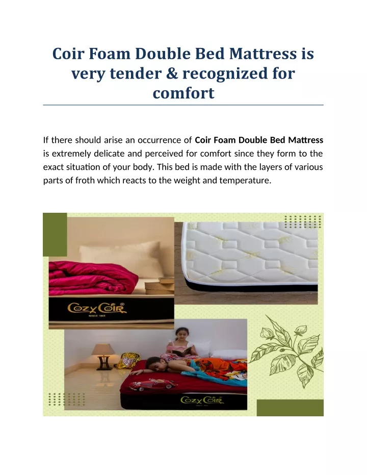 coir foam double bed mattress is very tender