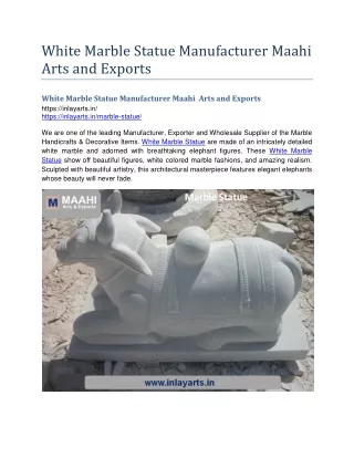 White Marble Statue Manufacturer Maahi  Arts and Exports