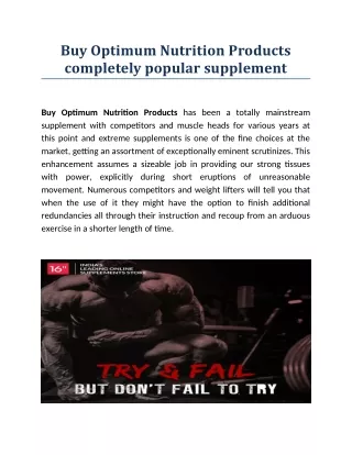 Buy Optimum Nutrition Products completely popular supplement