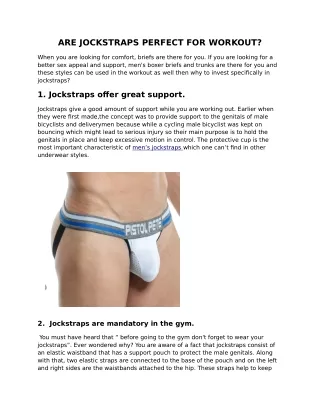 Are jockstraps perfect for workout?