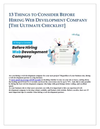 13 Things to Consider Before Hiring Web Development Company