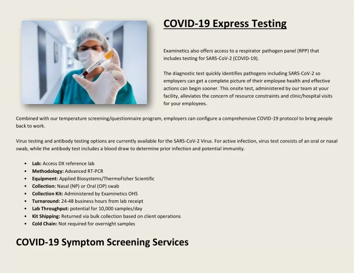 covid 19 express testing