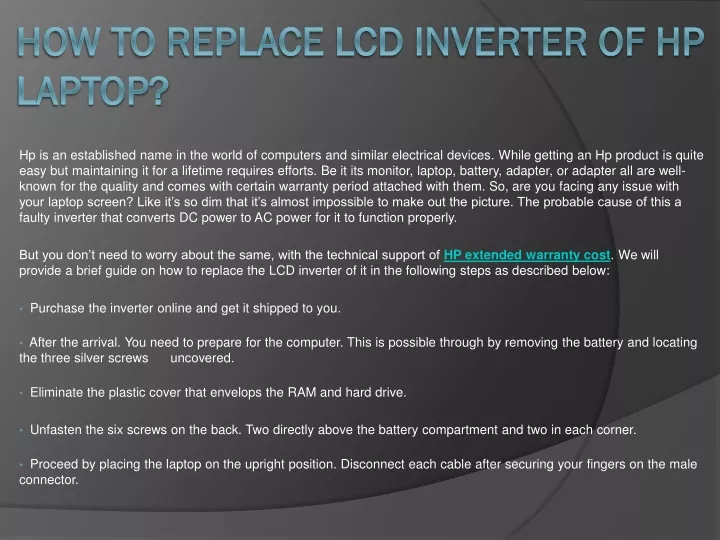 how to replace lcd inverter of hp laptop