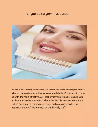 Tongue tie surgery in adelaide