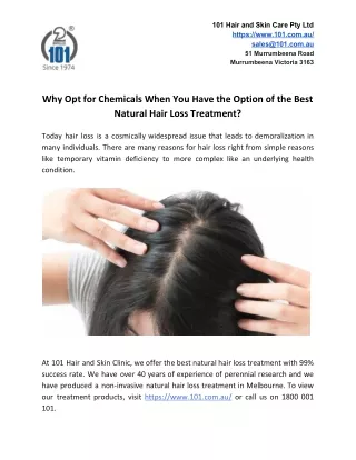 Why Opt for Chemicals When You Have the Option of the Best Natural Hair Loss Treatment?
