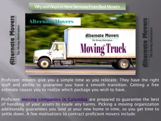 Moving Companies in Columbia - Alternate Movers