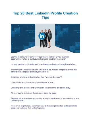 top 20 best linkedin profile creation tips
