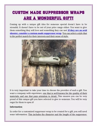 custom made suppressor wraps custom made