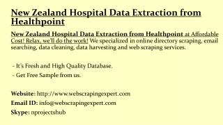 new zealand hospital data extraction from healthpoint