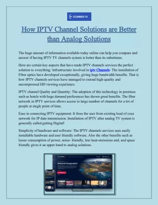 How IPTV Channel Solutions are Better than Analog Solutions