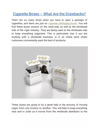 Cigarette Boxes – What Are the Drawbacks