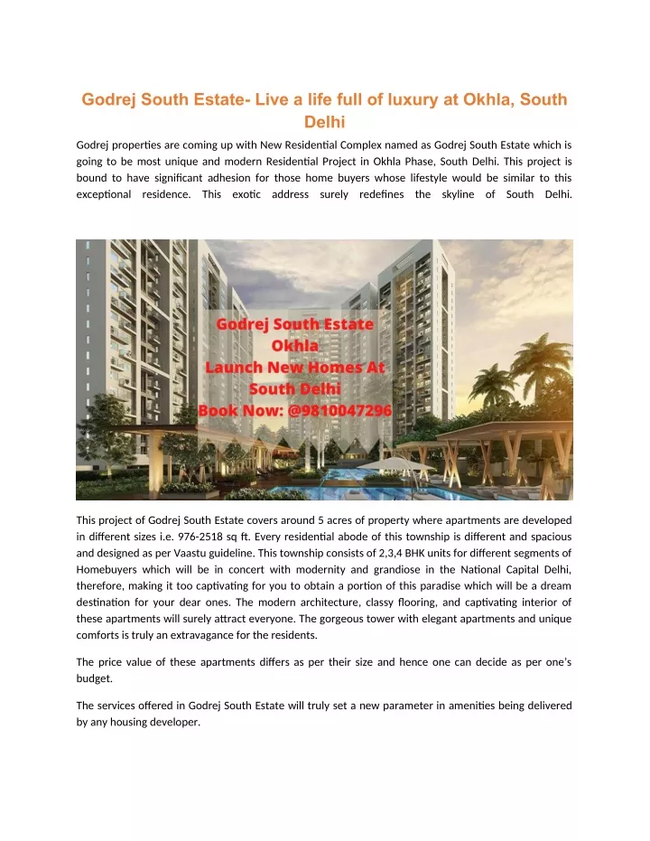 godrej south estate live a life full of luxury