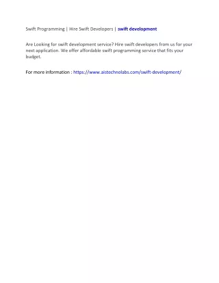 swift programming hire swift developers swift