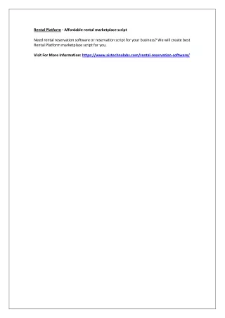 rental platform affordable rental marketplace