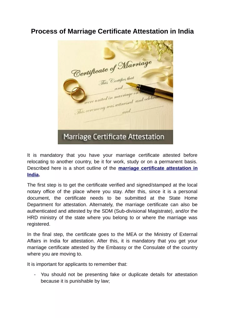 process of marriage certificate attestation