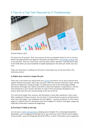 5 Tips for a Top Tech Resume for IT Professionals