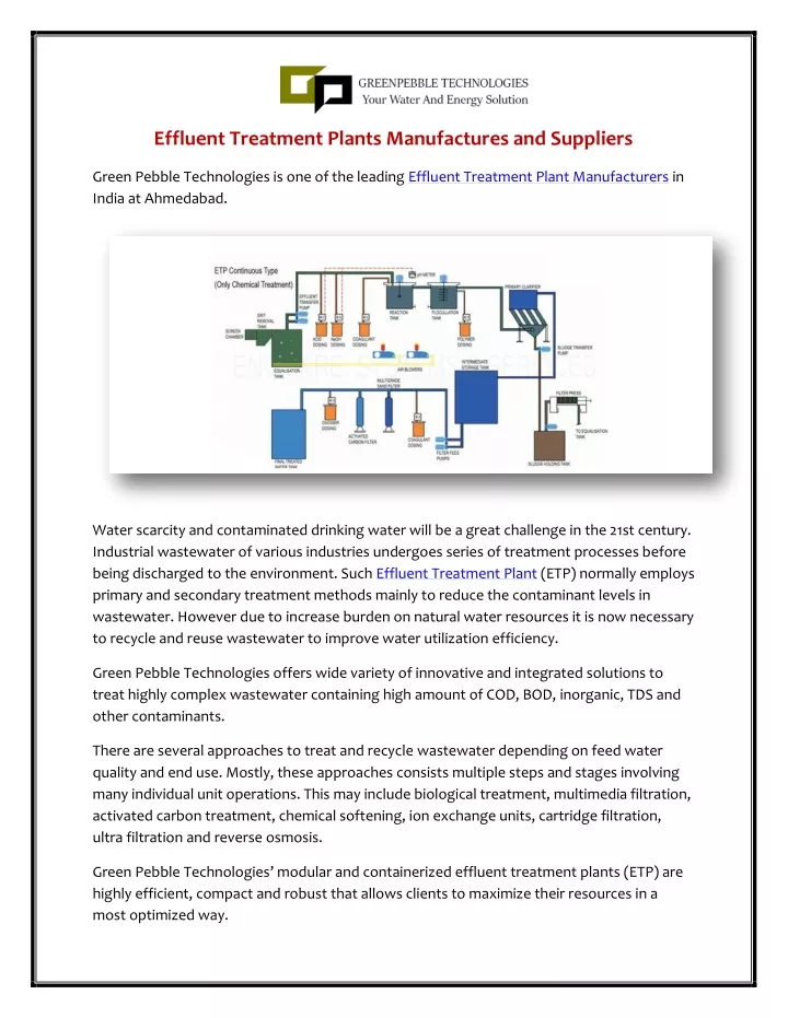 effluent treatment plants manufactures