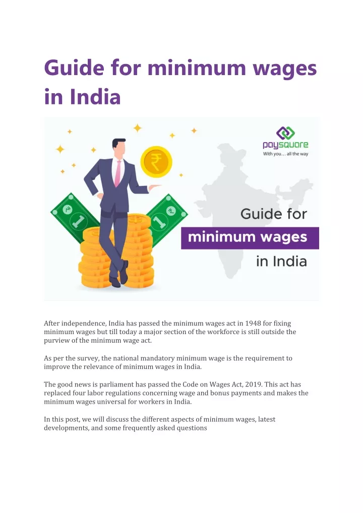 guide for minimum wages in india
