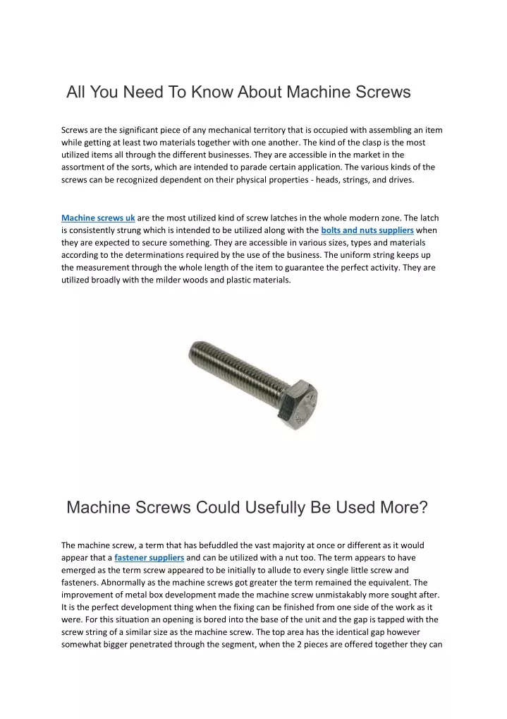 all you need to know about machine screws
