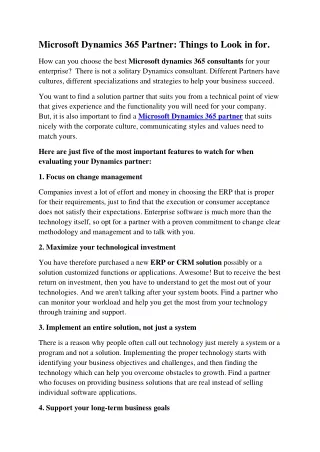microsoft dynamics 365 partner things to look