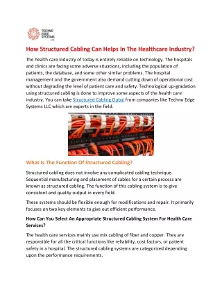 how structured cabling can helps