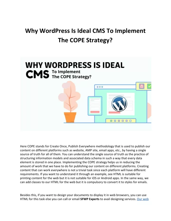 why wordpress is ideal cms to implement the cope