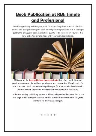 book publication at rbi simple and professional