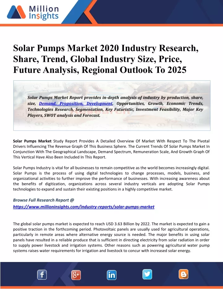 solar pumps market 2020 industry research share