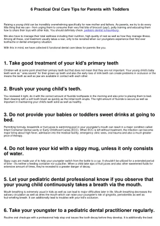 6 Practical Oral Care Tips for Moms And Dads with Toddlers