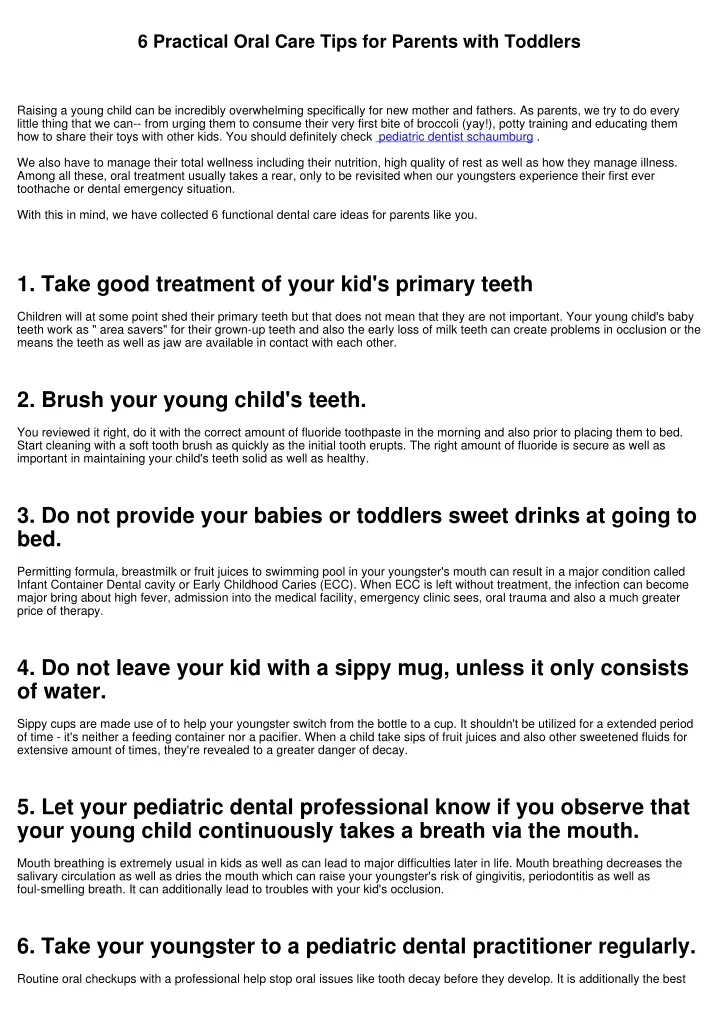 6 practical oral care tips for parents with