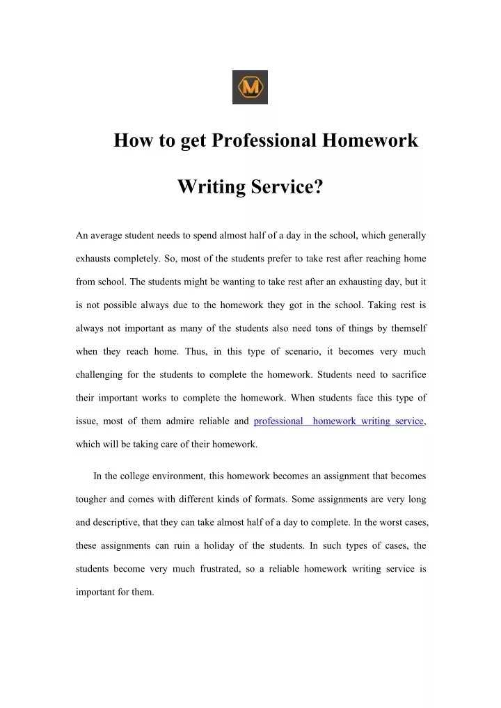 how to get professional homework