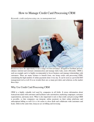 how to manage credit card processing crm