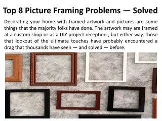 Top 8 Picture Framing Problems — Solved