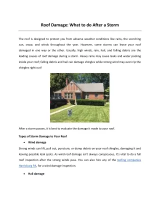 Roof Damage: What to do After a Storm