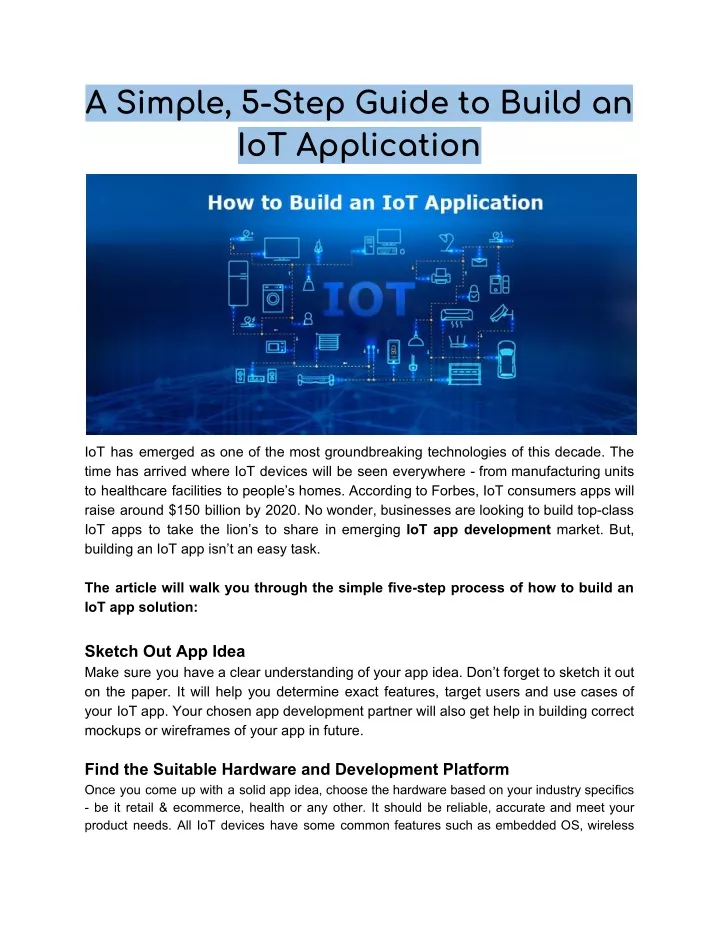 a simple 5 step guide to build an iot application