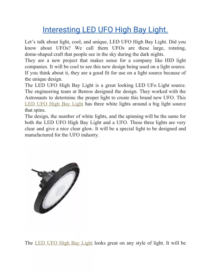 interesting led ufo high bay light