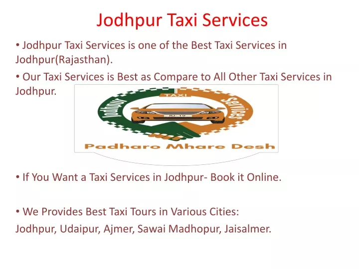 jodhpur taxi services