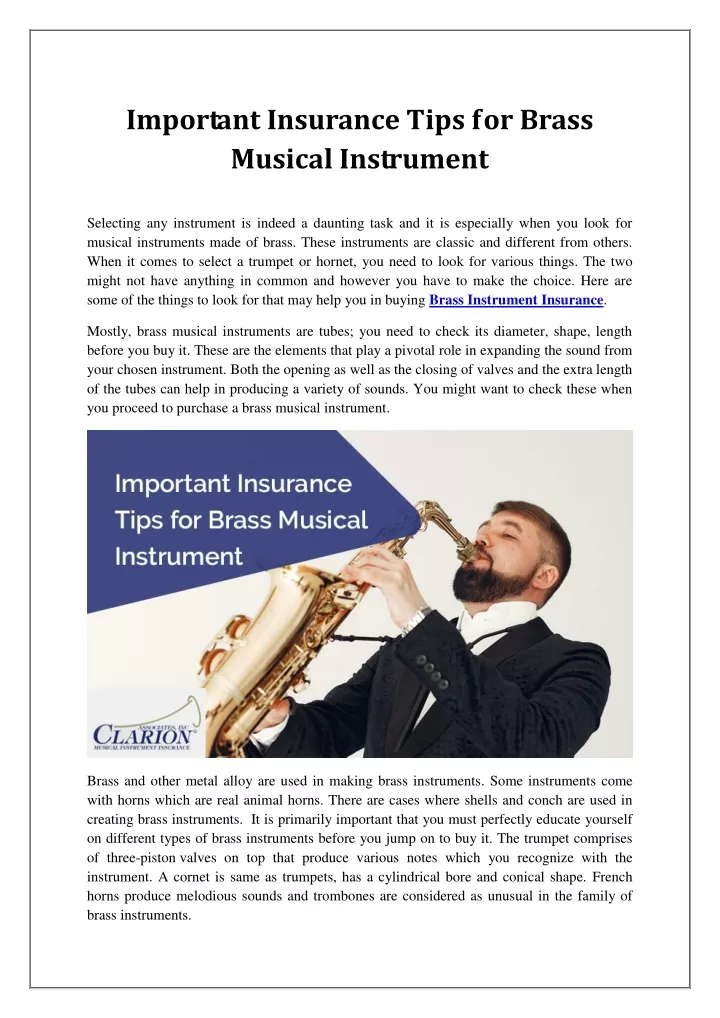 important insurance tips for brass musical