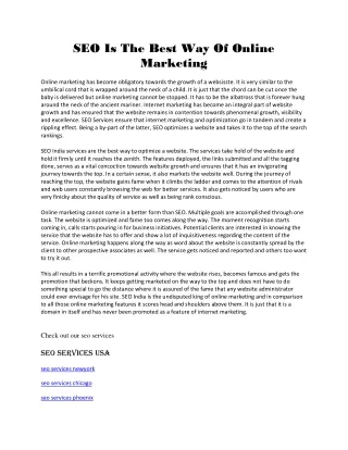 seo is the best way of online marketing